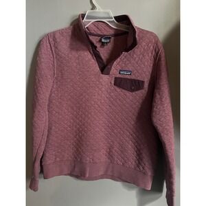 Patagonia Quilted 1/4 Snap-T Pullover Womens Medium Maroon Organic Cotton